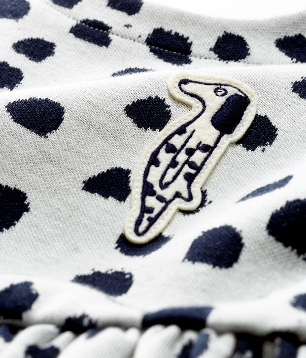 Jean-Jullien-Baby-M&auml;dchenkleid mit langen &Auml;rmeln weiss/DOTTIES