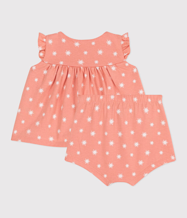 2-teiliges Newborn-Set aus Baumwolle mit Sonnenmuster orange/weiss