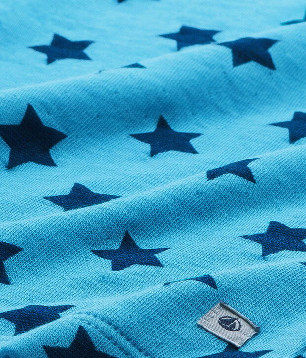 Bedruckter Jungen-Schlafanzug aus Doppeljersey mit Streifen blau/blau
