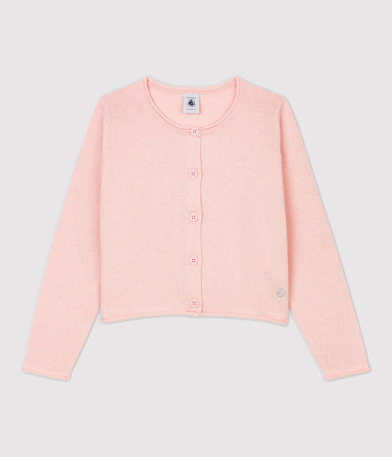 Kinder-Cardigan aus Baumwolle f&uuml;r M&auml;dchen rosa/grau