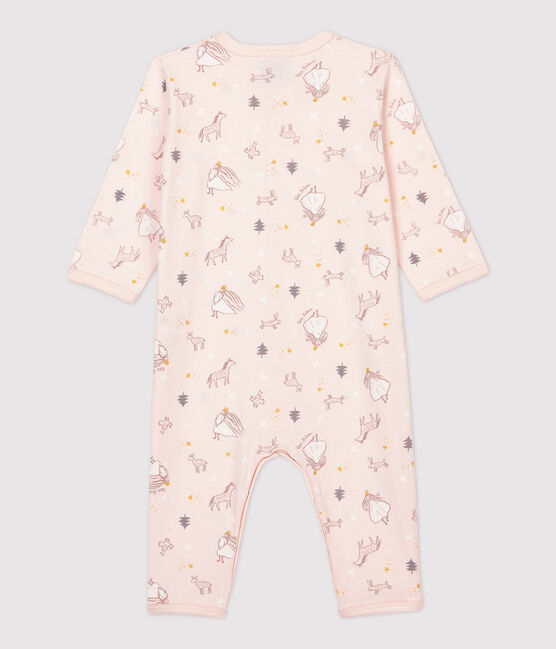 Baby-Strampler aus Baumwolle mit Prinzessinnen-Motiv rosa FLEUR/weiss MULTICO
