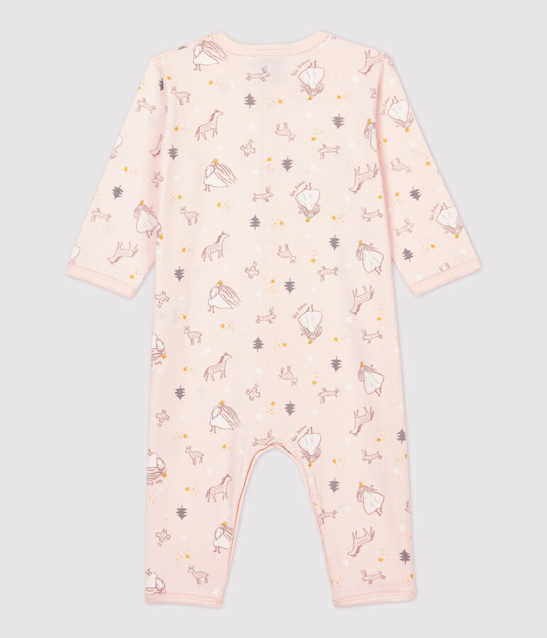 Baby-Strampler aus Baumwolle mit Prinzessinnen-Motiv rosa FLEUR/weiss MULTICO