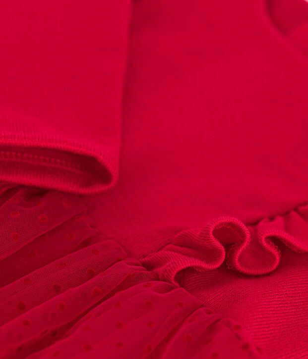 Baby-Kleid aus Baumwolle und T&uuml;ll rot