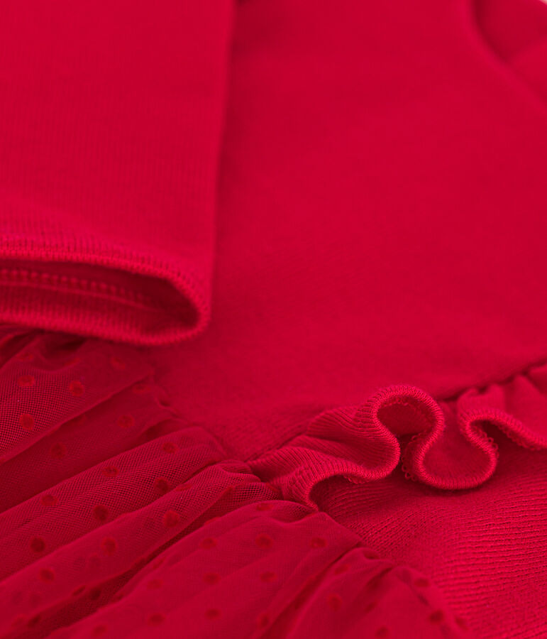 Baby-Kleid aus Baumwolle und T&uuml;ll rot