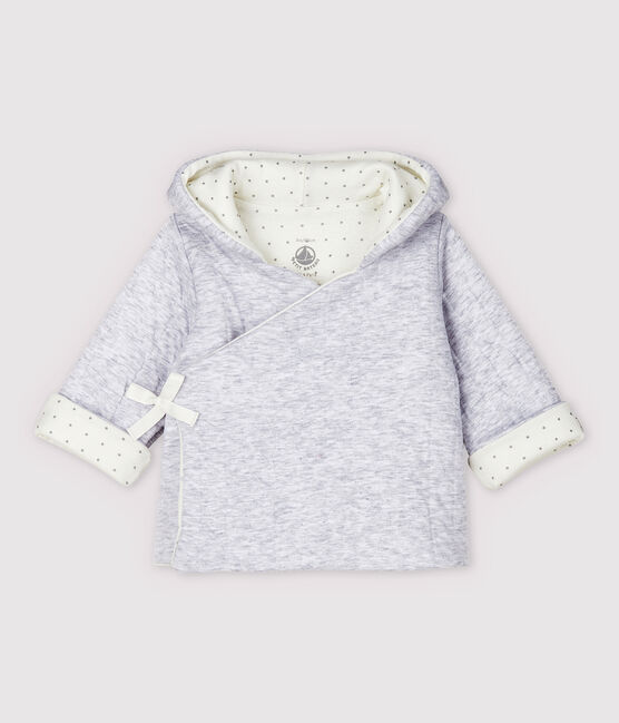 Baby-Kapuzen-Jacke aus gestepptem Doppeljersey aus Bio-Baumwolle in Grau grau POUSSIERE CHINE