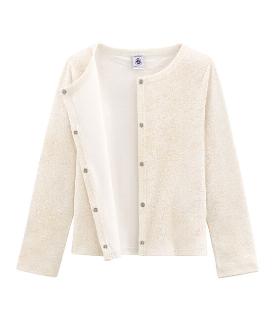 Kinder-Cardigan Mädchen weiss MARSHMALLOW/rosa COPPER