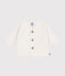 Baby-Cardigan kraus rechts gestrickt aus Baumwolle weiss MARSHMALLOW
