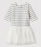 Kurzärmeliges Kinderkleid für Mädchen weiss MARSHMALLOW/grau ARGENT