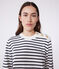 Damen-Marinepullover aus Baumwolle mit Streifen weiss MARSHMALLOW/blau SMOKING