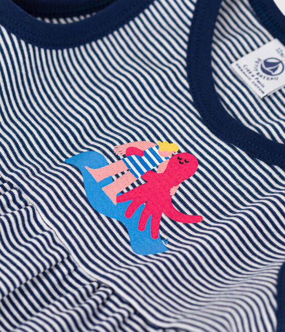 Babykleid Petit Bateau × Water Family blau MEDIEVAL/weiss MARSHMALLOW