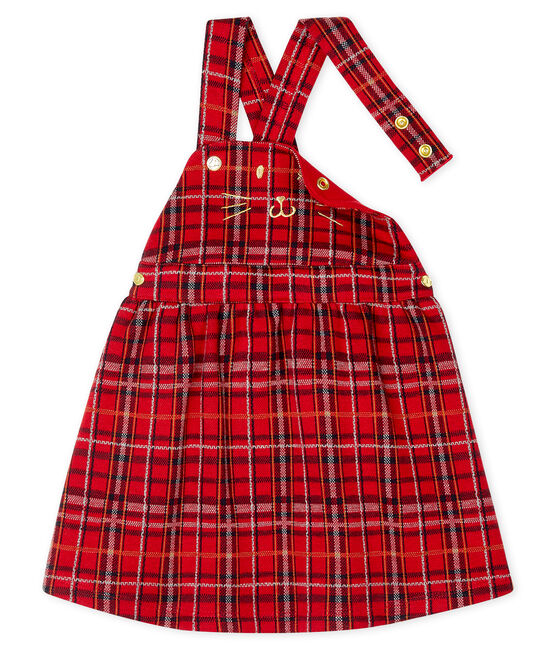 Kariertes Baby-Latzkleid für Mädchen rot TERKUIT/weiss MULTICO CN