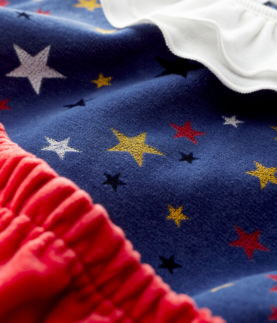 Zweiteiliges Baby-Set für Mädchen blau MEDIEVAL/weiss MULTICO