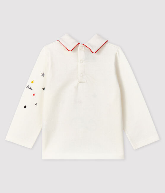 Baby-T-Shirt mit Polo-Kragen für Jungen weiss MARSHMALLOW