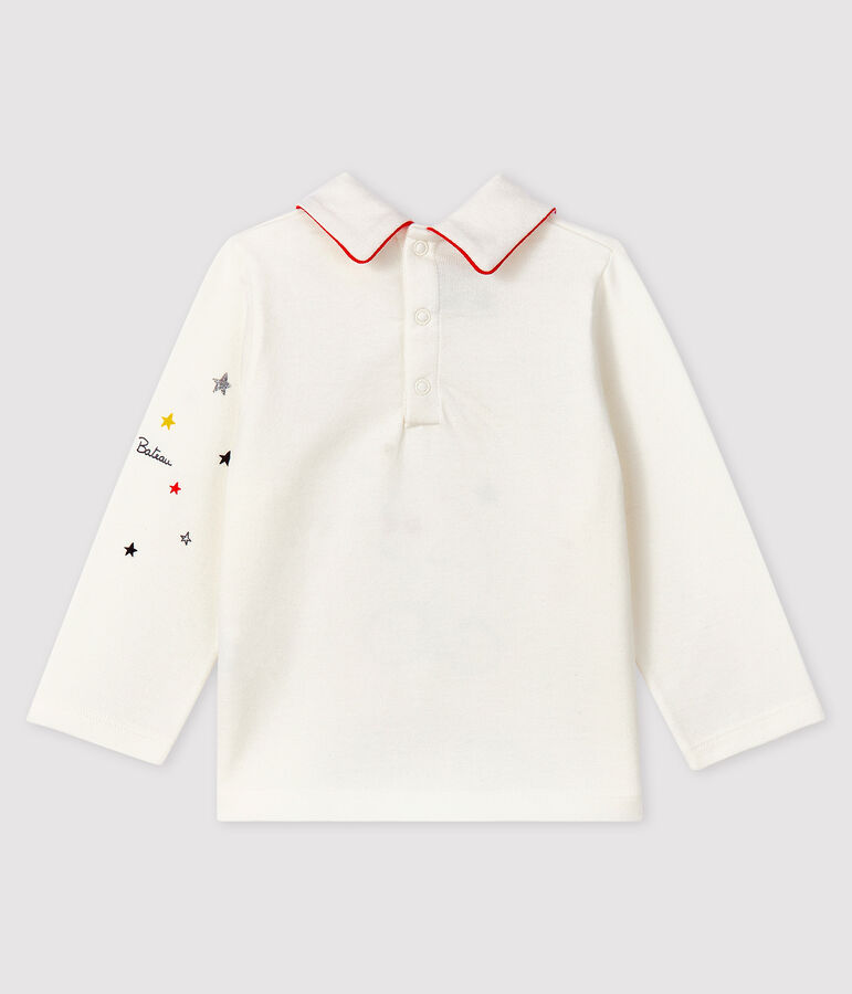 Baby-T-Shirt mit Polo-Kragen f&uuml;r Jungen weiss