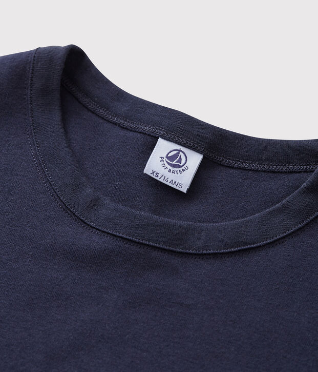 Damen-T-Shirt aus Baumwolle mit Rundhalsausschnitt blau