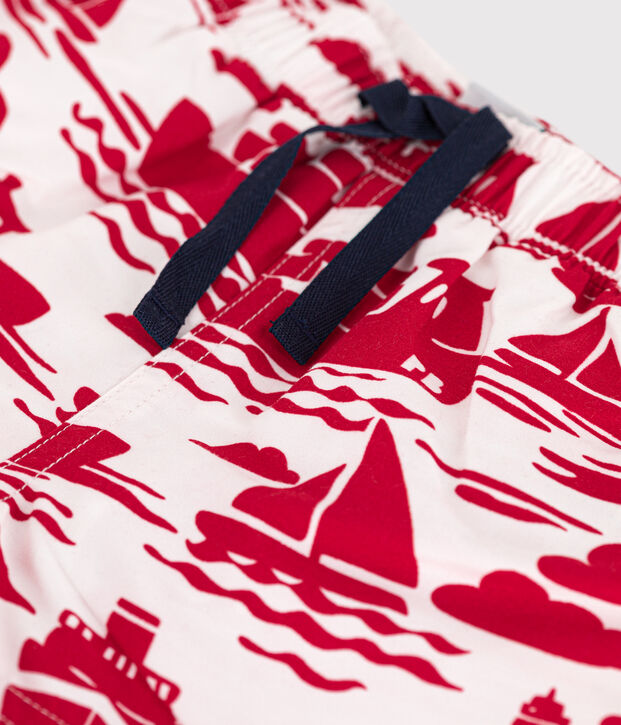 Baby-Badeshorts aus recyceltem Material naturfarben/rot