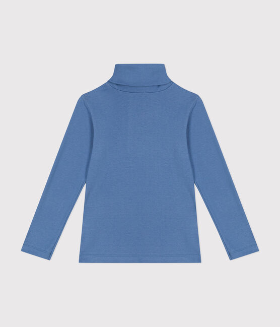 Kinder-Rollkragenshirt aus Baumwolle für Mädchen und Jungen blau BEACH