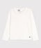 Langärmeliges Kinder-T-Shirt aus Baumwolle für Mädchen weiss MARSHMALLOW
