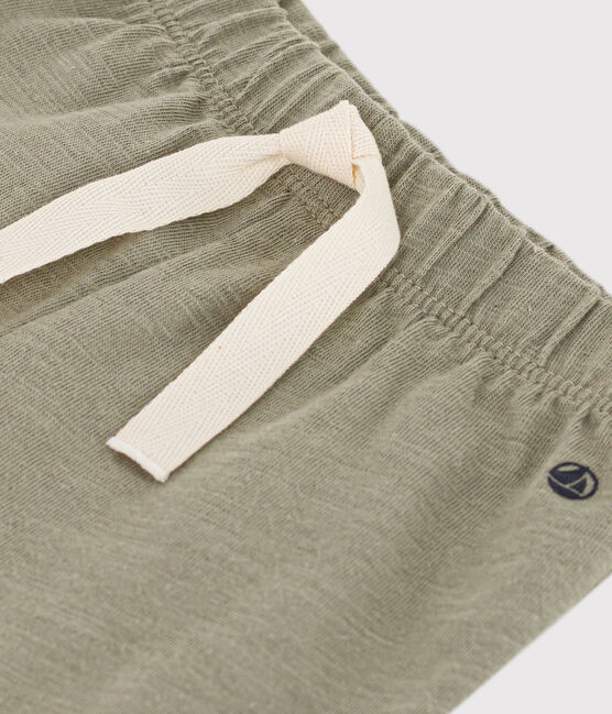 Baby-Shorts aus einfarbigem geflammtem Jersey grün MARECAGE