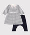 Baby-Kleid und Leggings aus Baumwolle weiss MARSHMALLOW/blau SMOKING