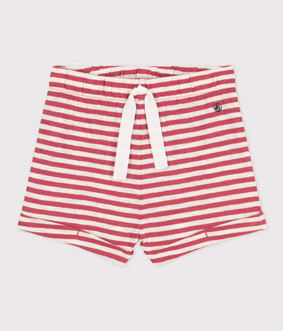 Baby-Shorts aus gestreiftem geflammtem Jersey rosa PAPI/beige AVALANCHE