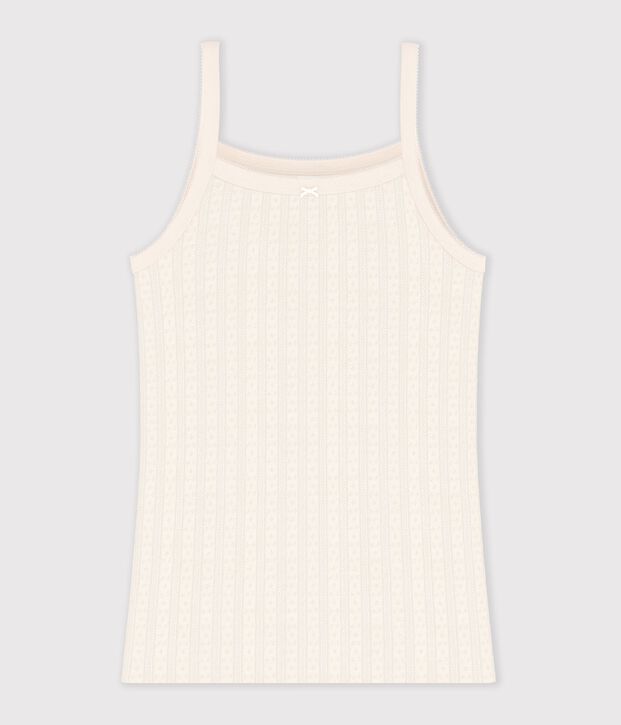 Damen Spaghetti-Top aus Baumwolle mit Lochstickerei MILK