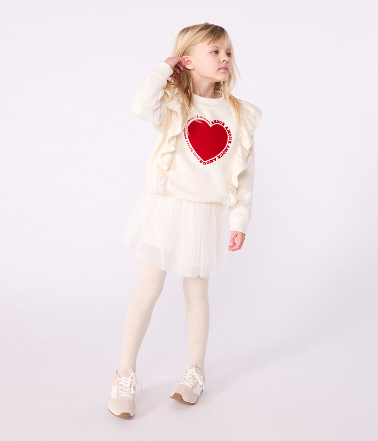 Kinder-Sweatshirt aus gemusterter Baumwolle naturfarben