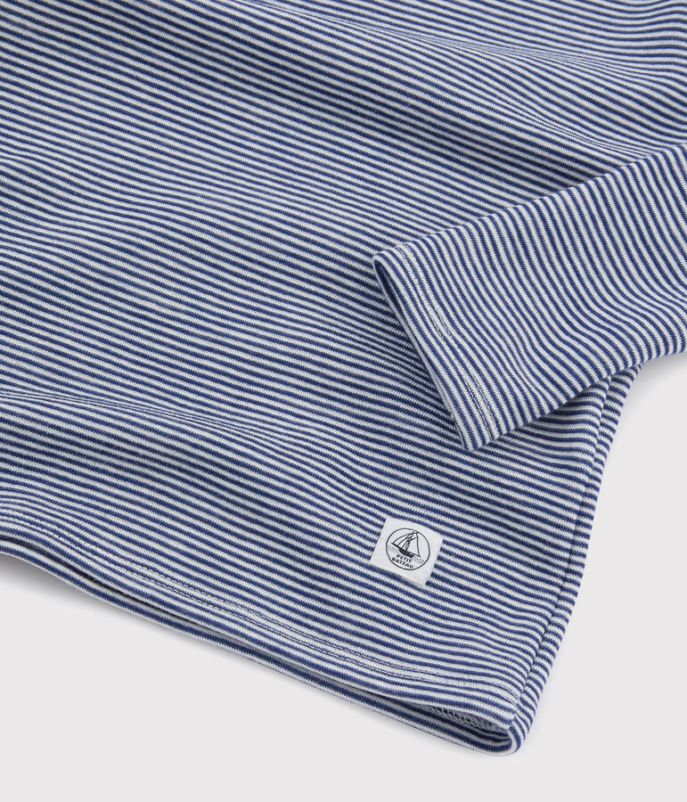 Lang&auml;rmeliges T-Shirt aus Wolle und Baumwolle mit Ringelstreifen blau/weiss