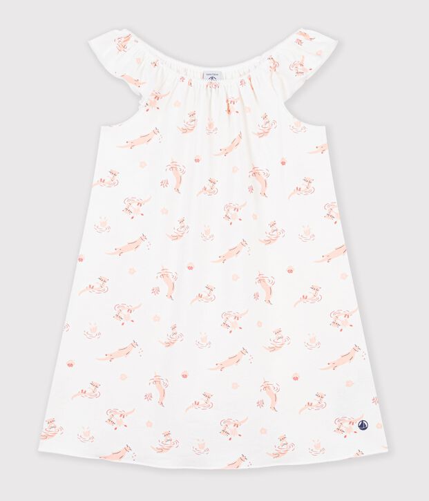 Chemise de nuit &agrave; manches courtes weiss/orange/vielfarbig