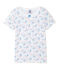 Bedrucktes Mädchen-Shirt weiss ECUME/blau BLEU/ MULTICO