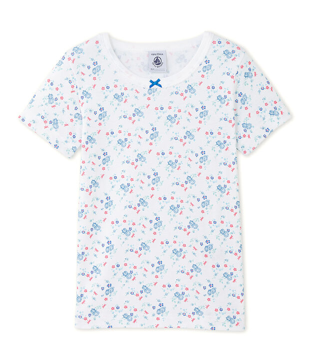Bedrucktes M&auml;dchen-Shirt weiss/blau/vielfarbig