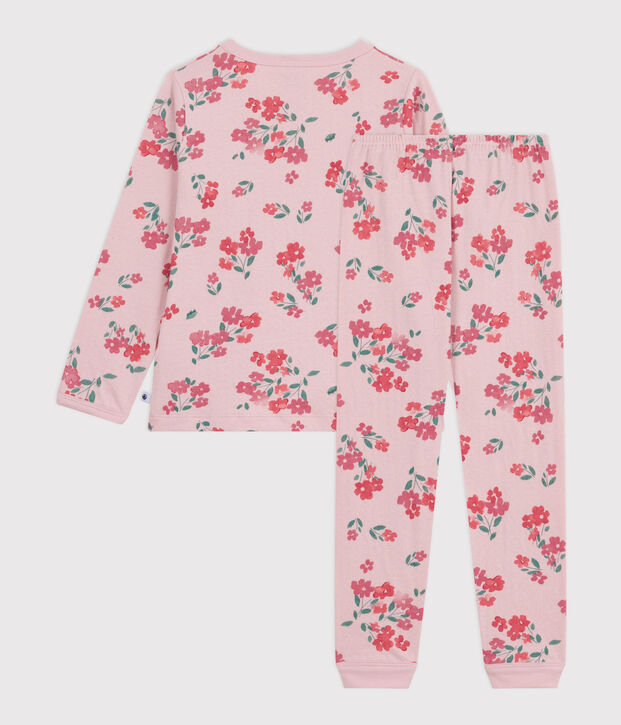 Kinder-Pyjama aus Doppeljersey mit Blumenmotiv rosa/vielfarbig