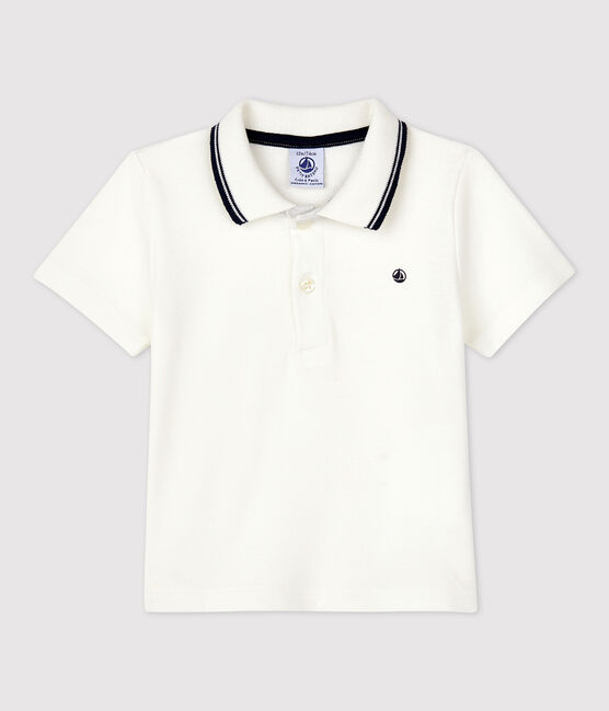 Kinder-Poloshirt aus Baumwolle für Jungen weiss MARSHMALLOW