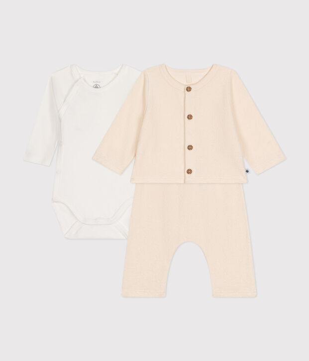 3er-Set aus Frottee f&uuml;r Baby naturfarben