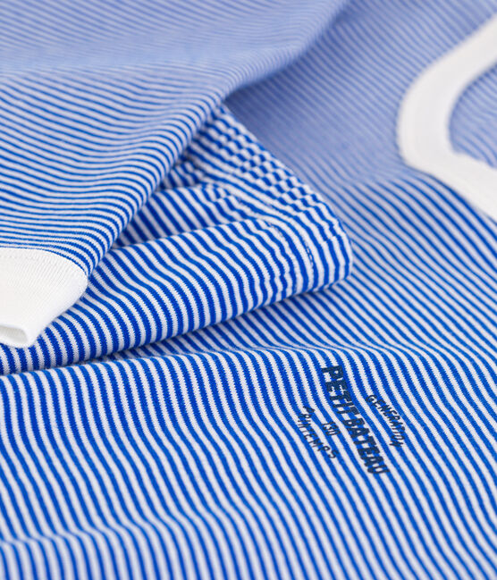 Pyjama aus Baumwolle mit Ringelstreifen für Mädchen/Jungen blau PERSE/weiss MARSHMALLOW