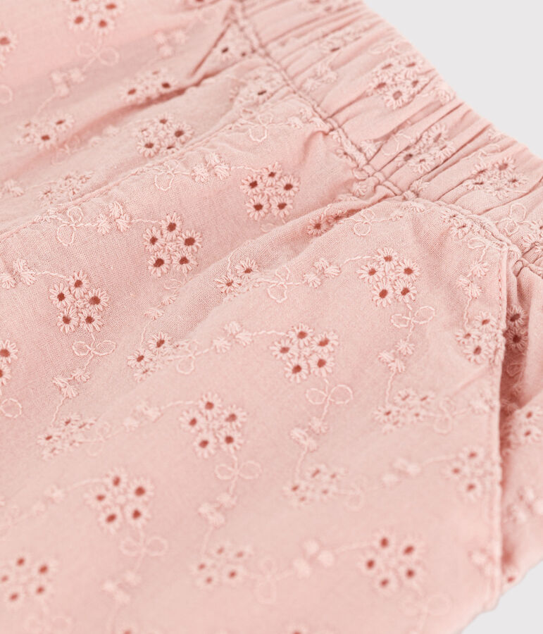 Baby-Shorts mit Broderie Anglaise rosa