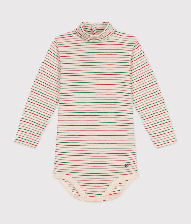 Lang&auml;rmeliger Body mit Rollkragen aus Baumwolle f&uuml;r Babys naturfarben/vielfarbig