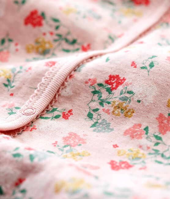 Flauschiger Baby Mädchen Strampler ohne Fuß rosa JOLI/weiss MULTICO