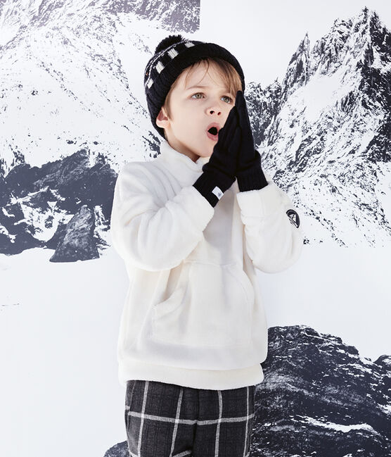 Sweatshirt aus Fleece in Schaffelloptik für Jungen weiss MARSHMALLOW