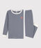 Kinderpyjama mit schlanker Passform aus Baumwolle mit Ringelstreifen blau MEDIEVAL/weiss MARSHMALLOW