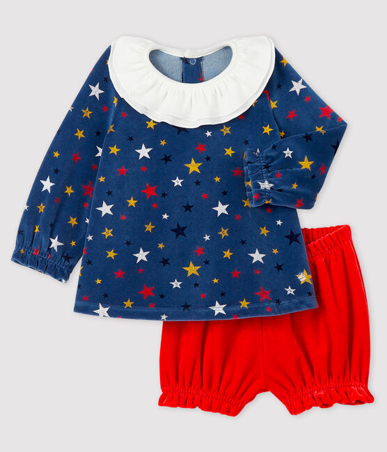 Zweiteiliges Baby-Set für Mädchen blau MEDIEVAL/weiss MULTICO