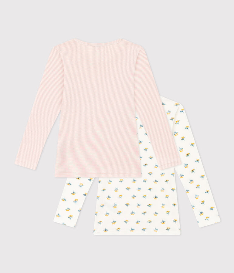 2er-Set lang&auml;rmelige T-Shirts aus Baumwolle mit Blumenmotiv f&uuml;r M&auml;dchen vielfarbig