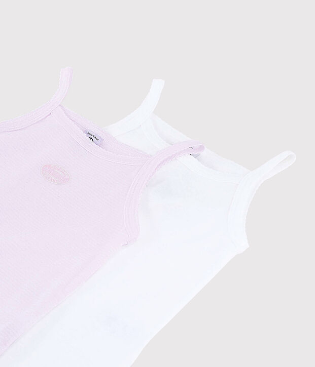 2er-Set Spaghetti-Tops aus Bio-Baumwolle mit pinkfarbene Ringelstreifen f&uuml;r M&auml;dchen vielfarbig