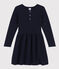 Langärmeliges Strickkleid für Mädchen blau SMOKING