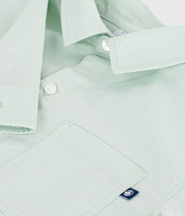 Lang&auml;rmeliges Kinder-Hemd aus einfarbiger Baumwolle blau SPRAY