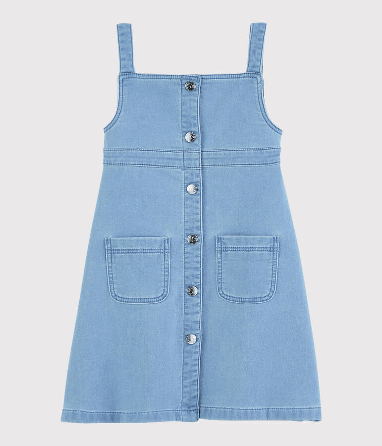 Kinder-Latzkleid aus Denim-Molton f&uuml;r M&auml;dchen blau