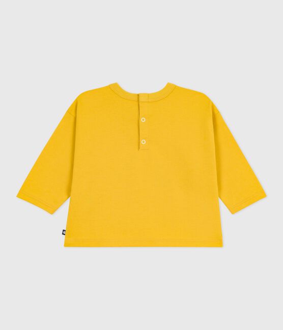Langärmeliges Baby-T-Shirt aus Baumwolle mit Katzenmotiv gelb NAPLES
