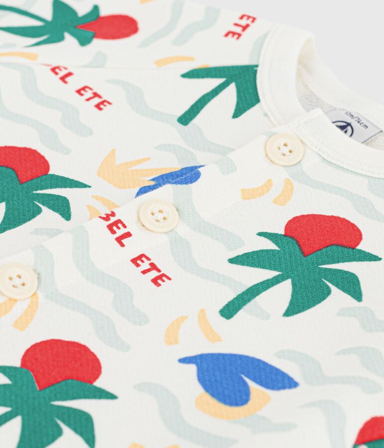 Baby-Kurzoverall aus bedruckter Baumwolle naturfarben/vielfarbig