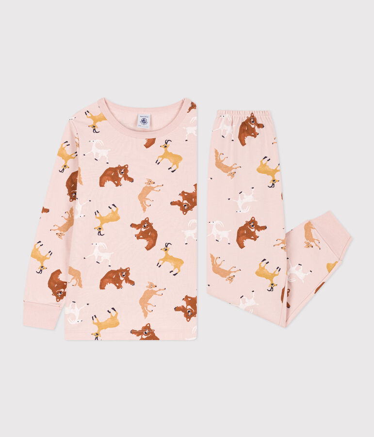 Pyjama aus Molton mit Tiermotiv rosa/vielfarbig