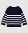 Gestreifter Baby-Pullover mit Muster für Jungen blau SMOKING/weiss MARSHMALLOW